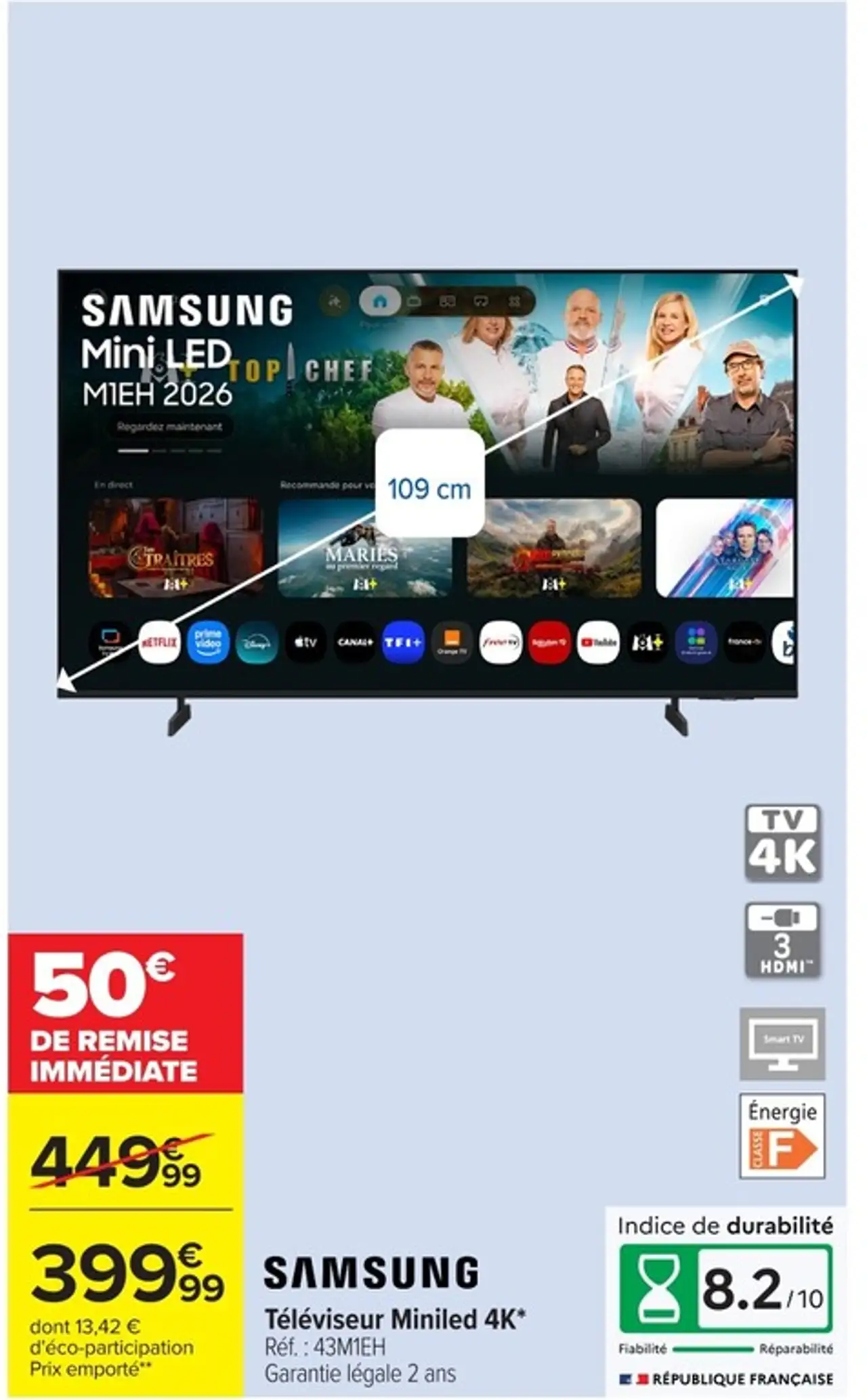 Téléviseur Miniled 4K* Samsung 43M1EH