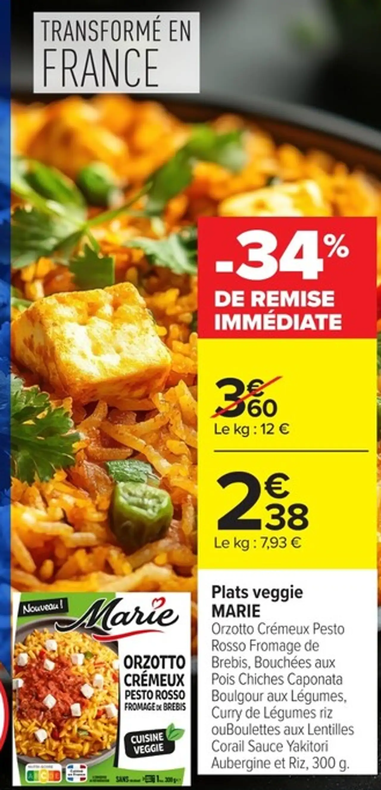 Plats veggie MARIE Orzotto Crémeux Pesto Rosso