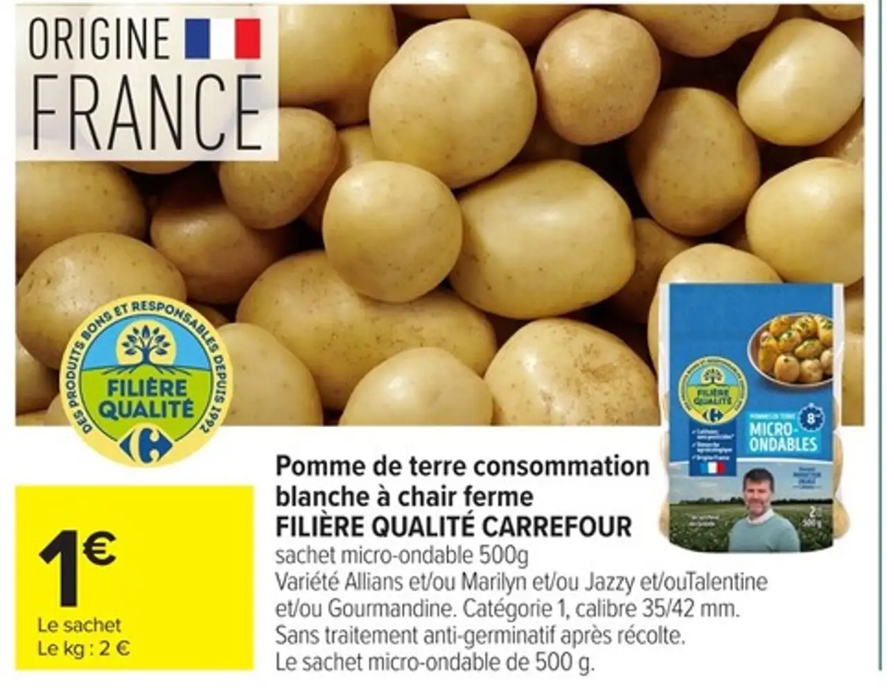Pomme de terre consommation blanche a chair ferme FILIERE QUALITE CARREFOUR