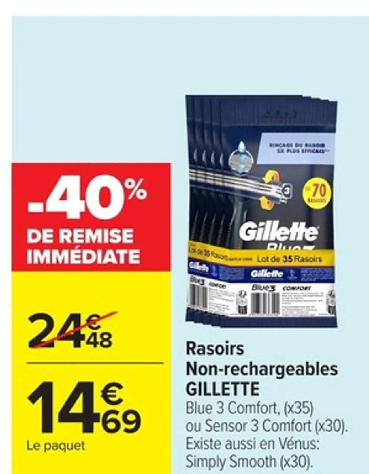Rasoirs Non-rechargeables GILLETTE Blue 3 Comfort / Sensor 3 Comfort