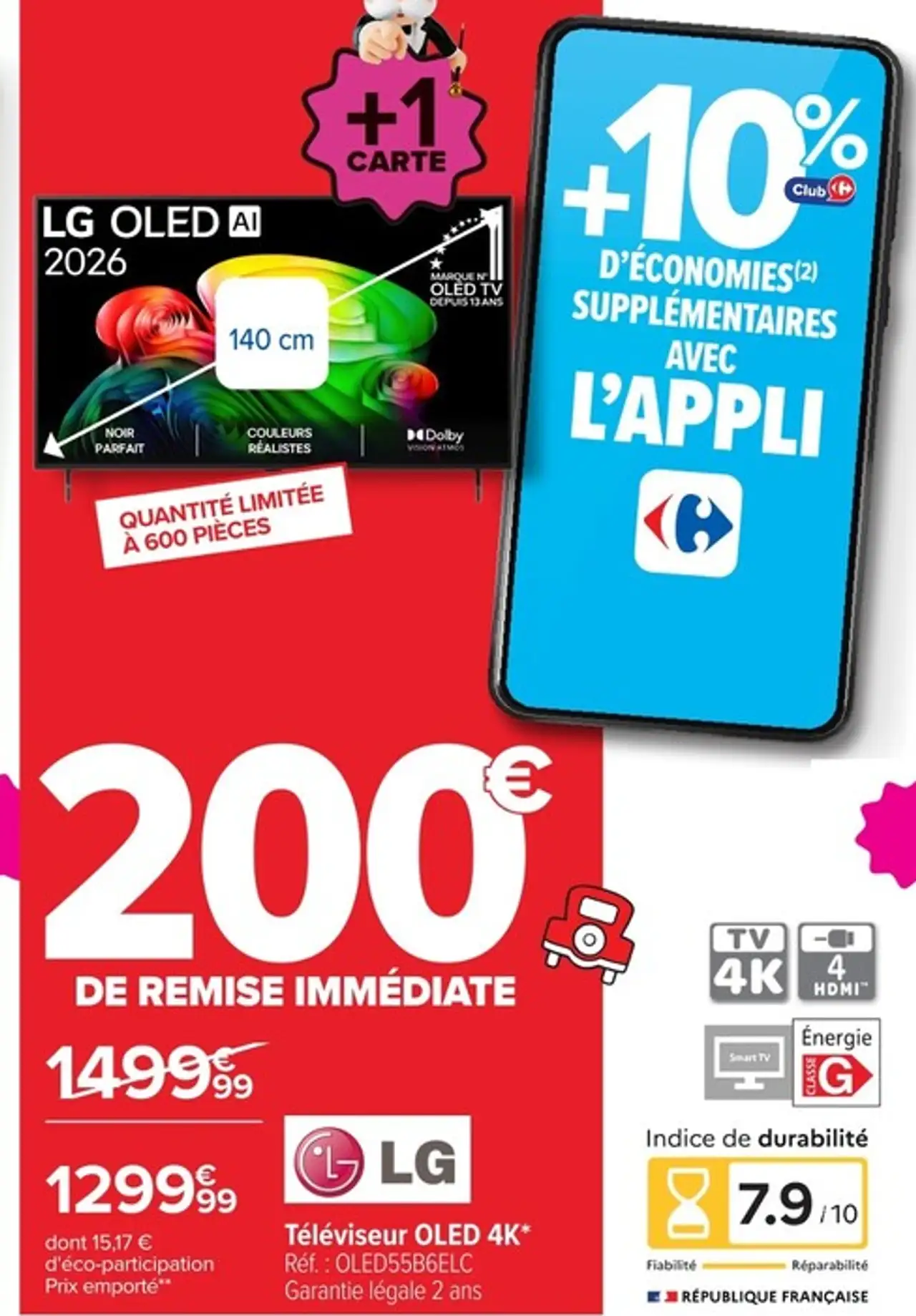 Téléviseur OLED 4K LG Réf : OLED55B6LC