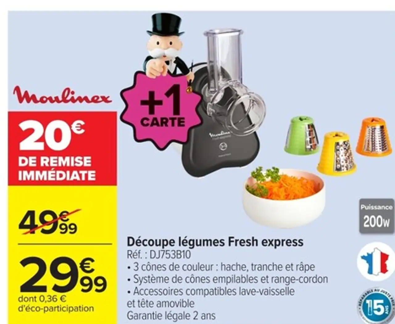 Moulinex Découpe légumes Fresh express DJ753B10