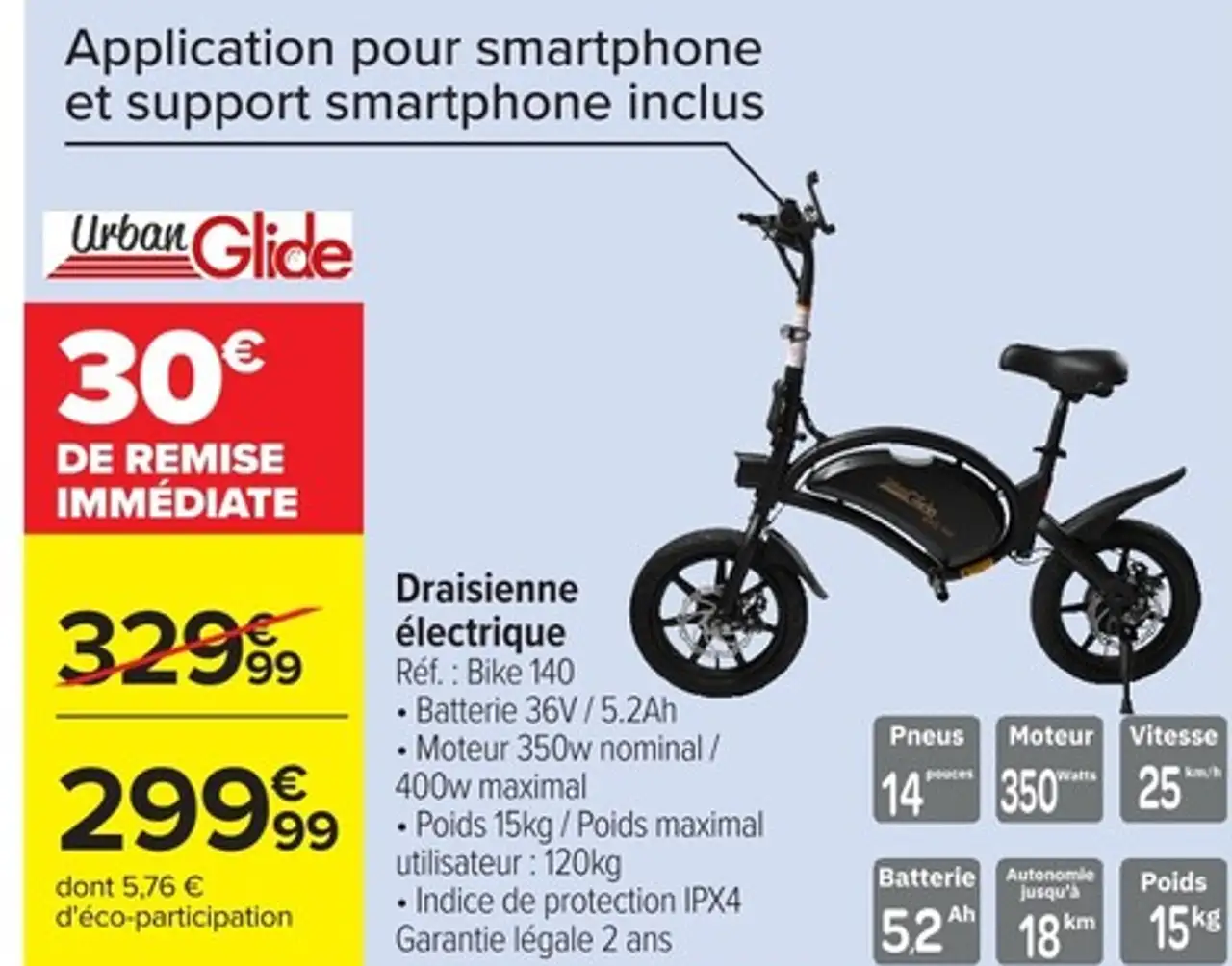 Urban Glide Draisienne électrique Bike 140