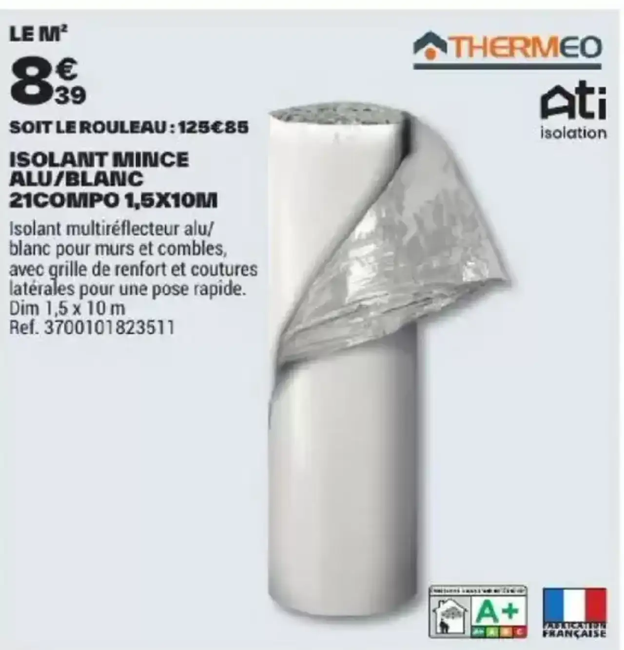Isolant mince alu/blanc 21compo Thermeo 1,5x10m