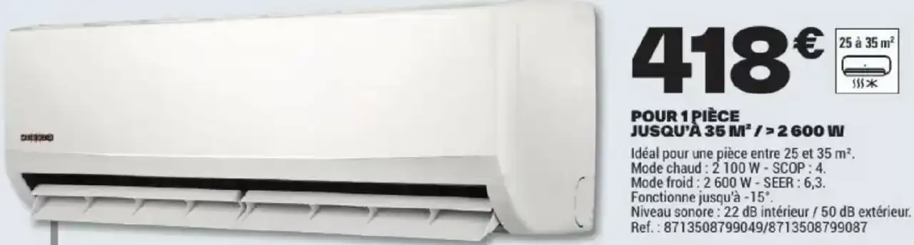Monosplit Webber Jusqu'à 35 m² / 2 600 W