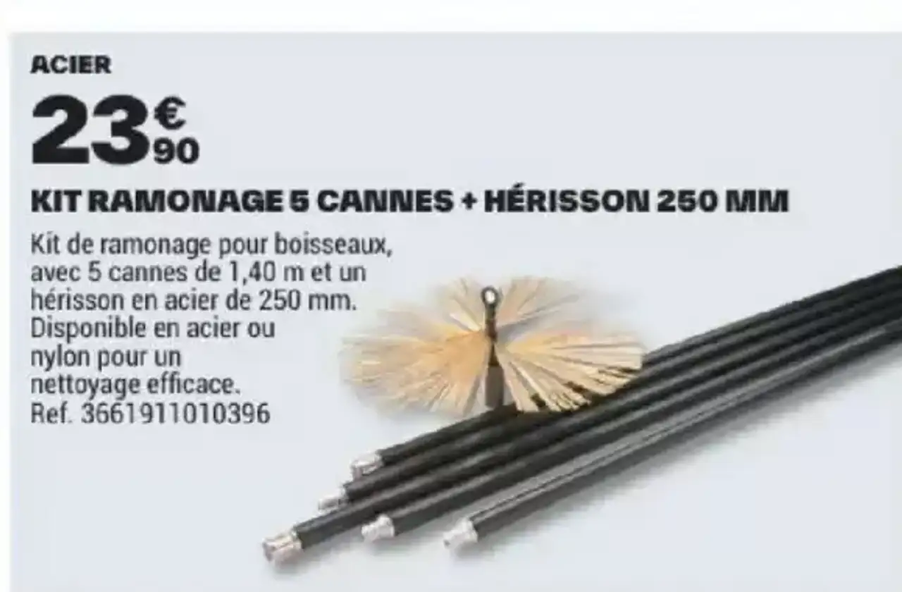 Kit ramonage 5 cannes + hérisson 250 mm
