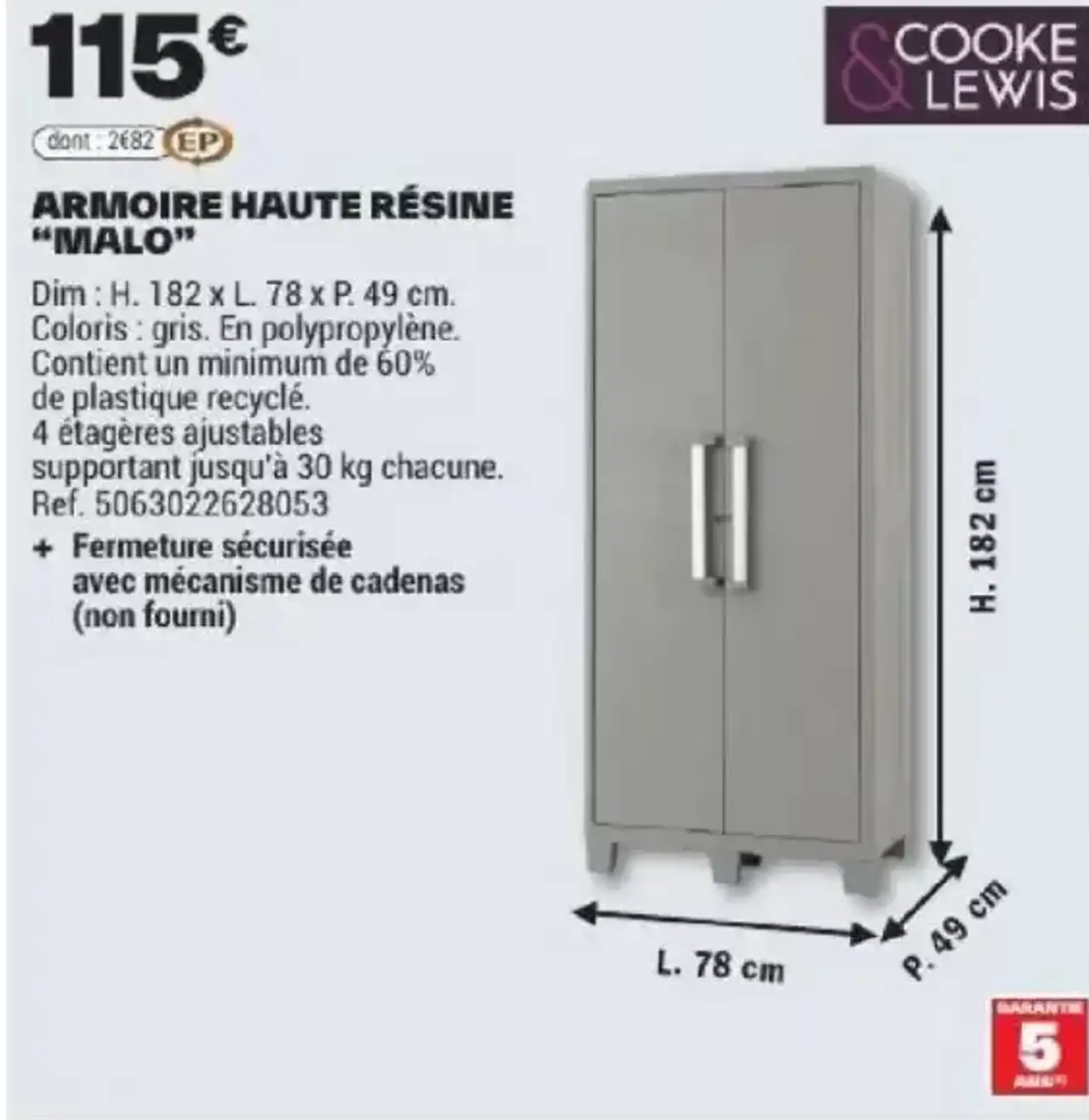 Armoire haute résine "Malo" Cooke & Lewis