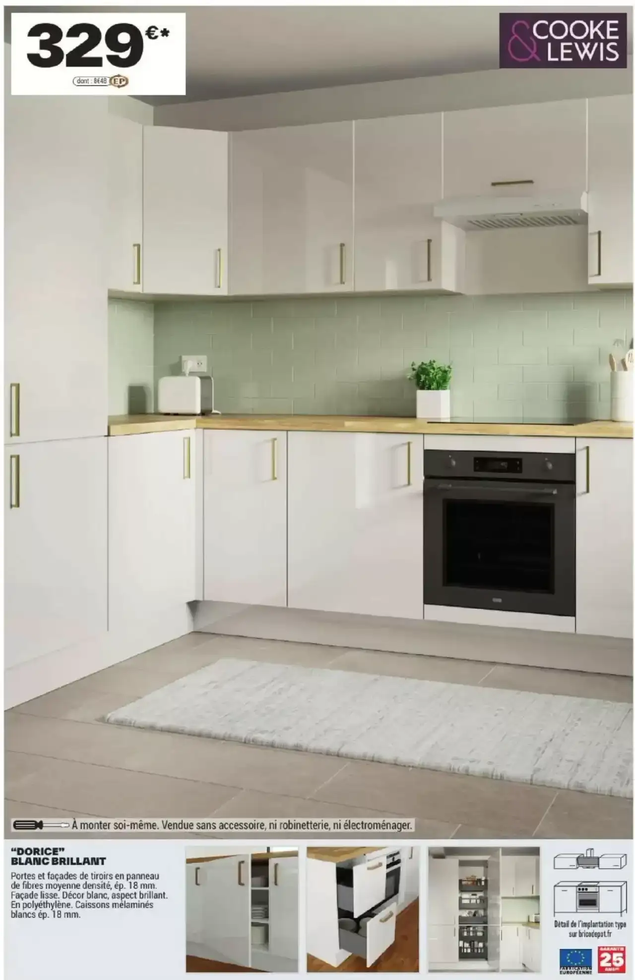 Cuisine Cooke & Lewis "DORICE" blanc brillant