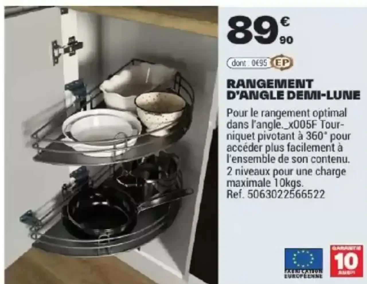 Rangement d'angle demi-lune Cooke & Lewis