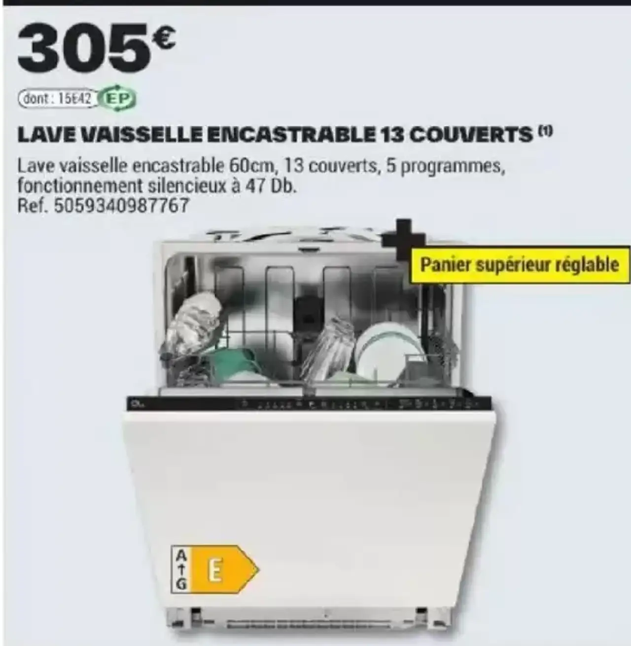 Lave vaisselle encastrable 13 couverts