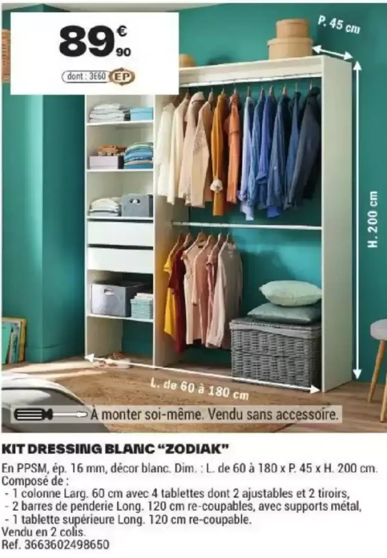 Kit dressing blanc "ZODIAK" Cooke & Lewis