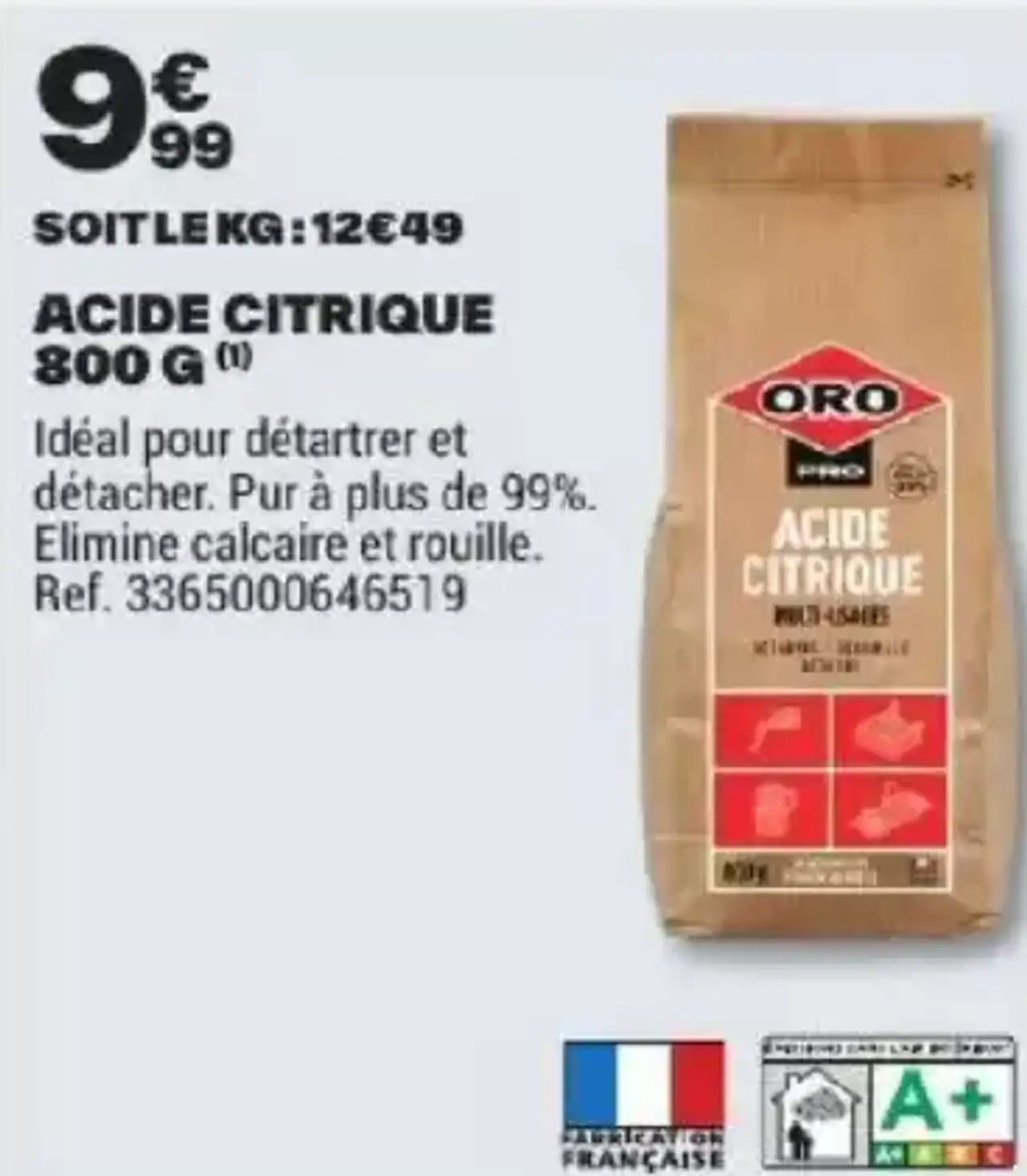 Acide citrique Oro Pro 800 G