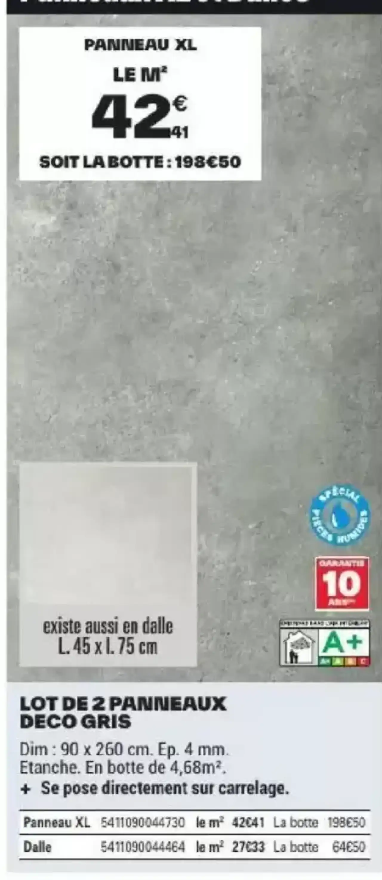 Panneau XL Lot de 2 panneaux deco gris