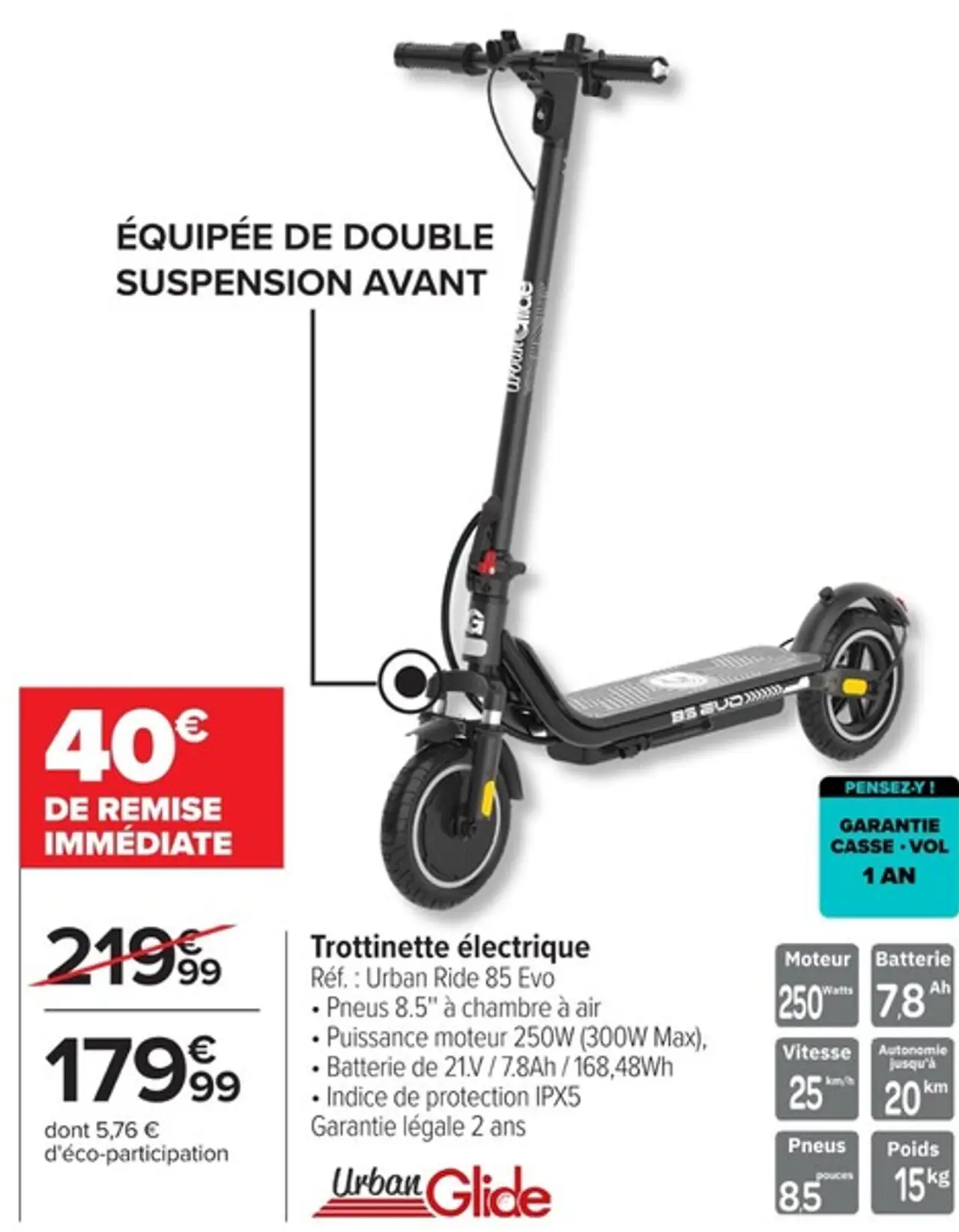 Trottinette électrique Urban Glide Urban Ride 85 Evo