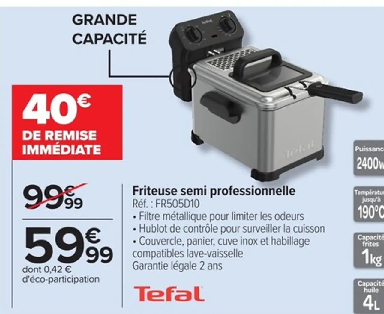 Friteuse semi professionnelle Tefal FR505D10