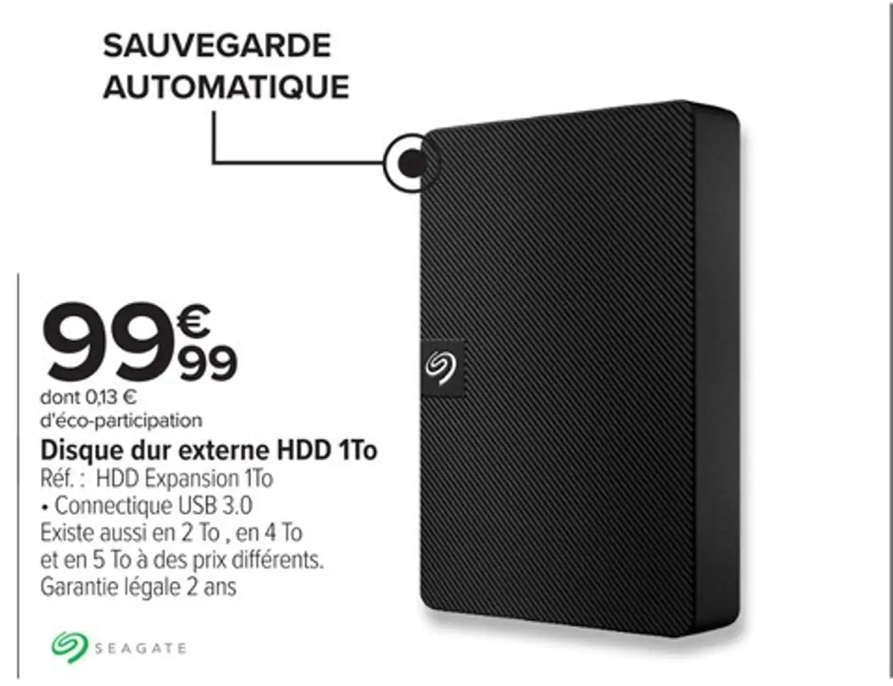 Disque dur externe HDD 1To Seagate HDD Expansion 1To