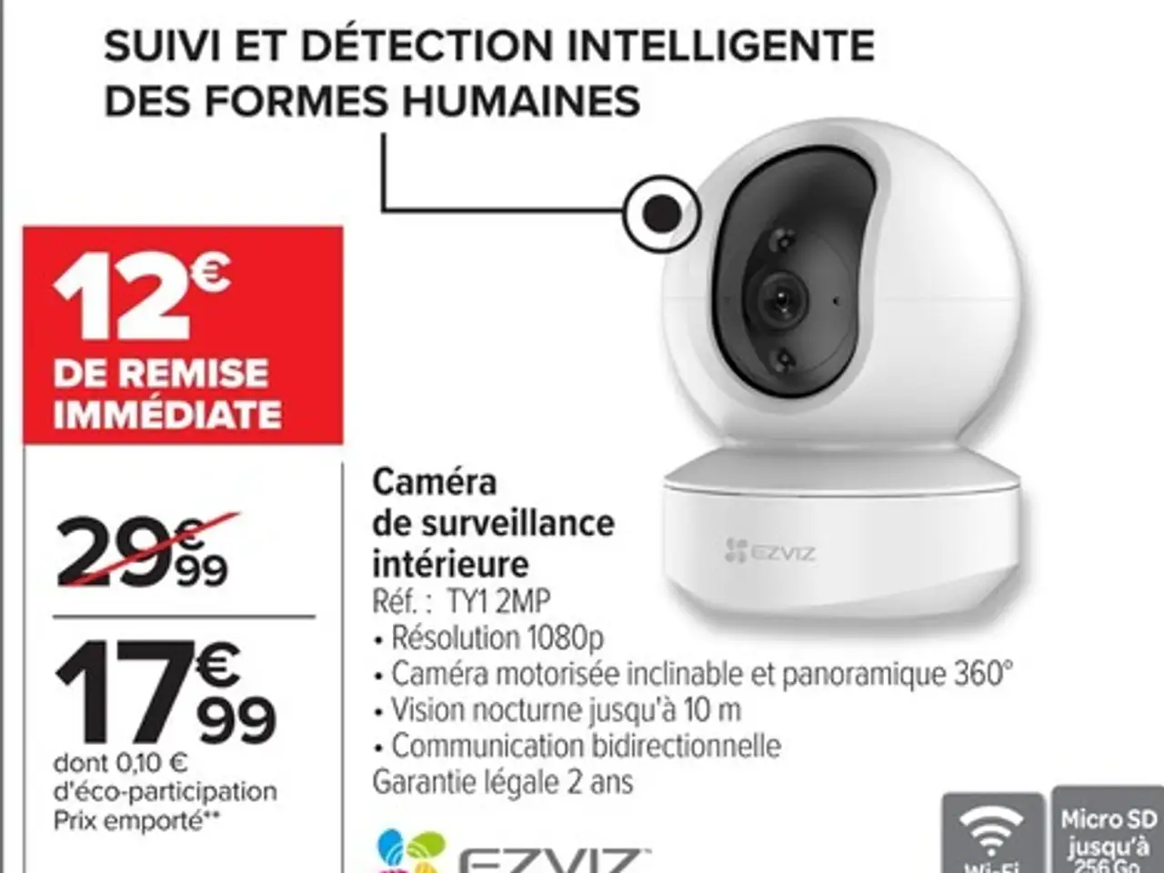 Caméra de surveillance intérieure EZVIZ TY1 2MP