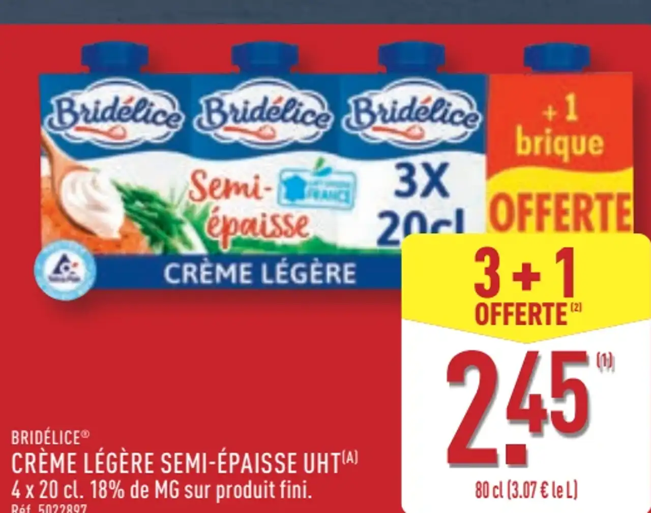 Bridélice Crème Légère Semi-Épaisse UHT
