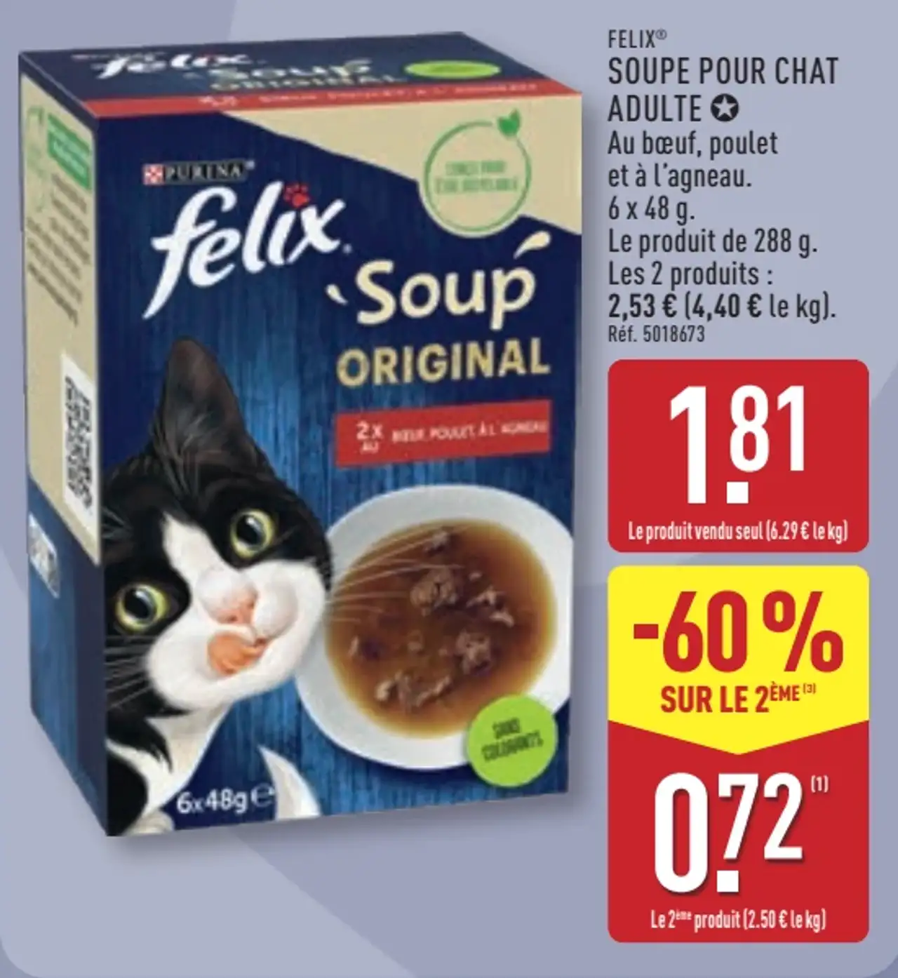 Felix Soupe pour chat adulte Au bœuf, poulet et à l'agneau