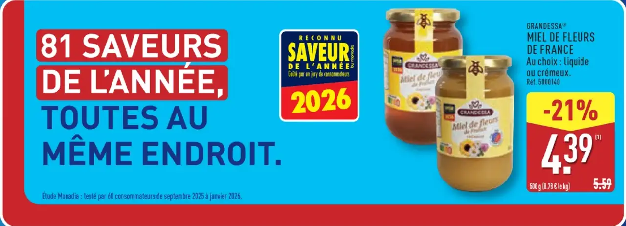 Grandessa Miel de Fleurs de France au choix: liquide ou crémeux