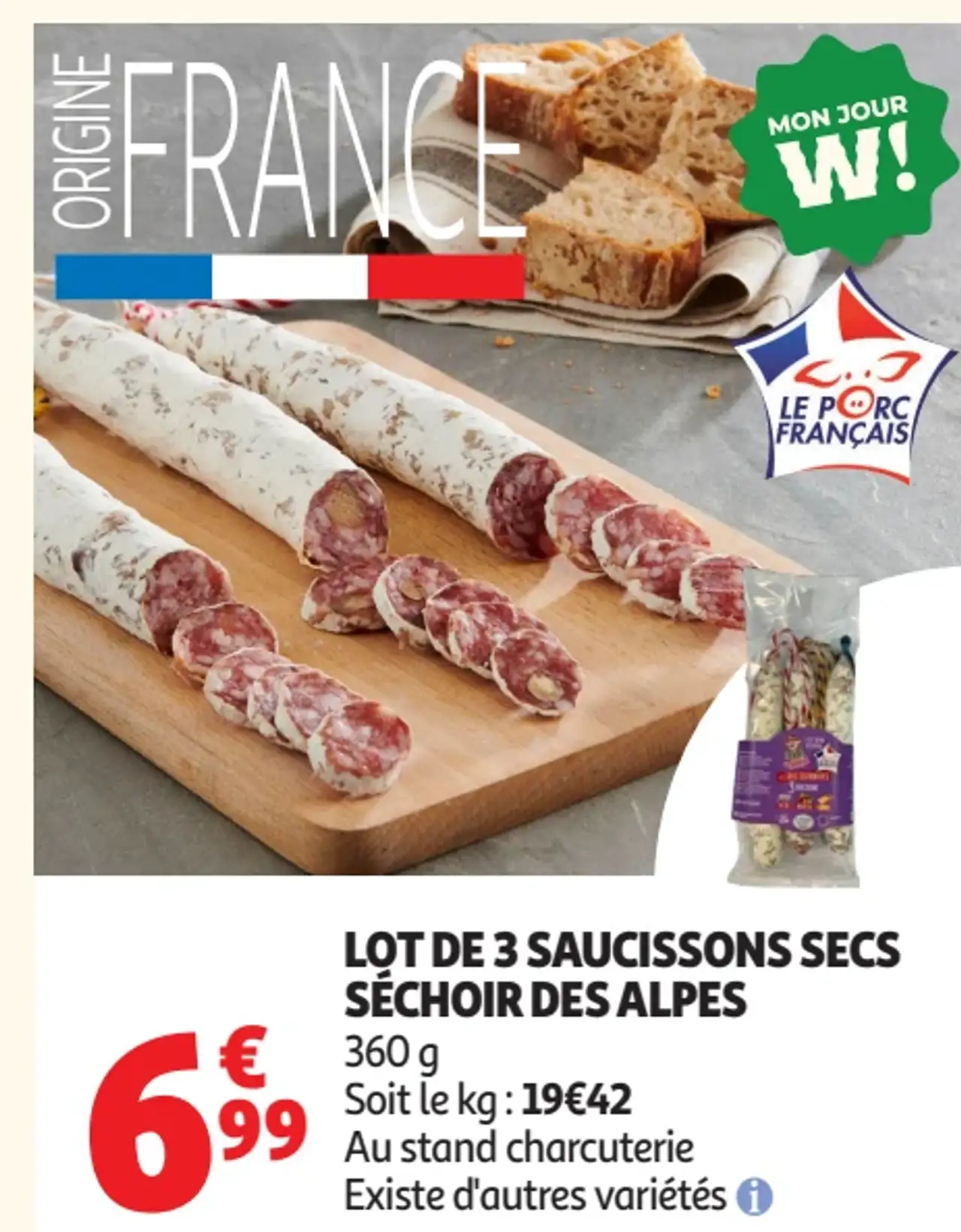 Lot de 3 Saucissons Secs Séchoir des Alpes