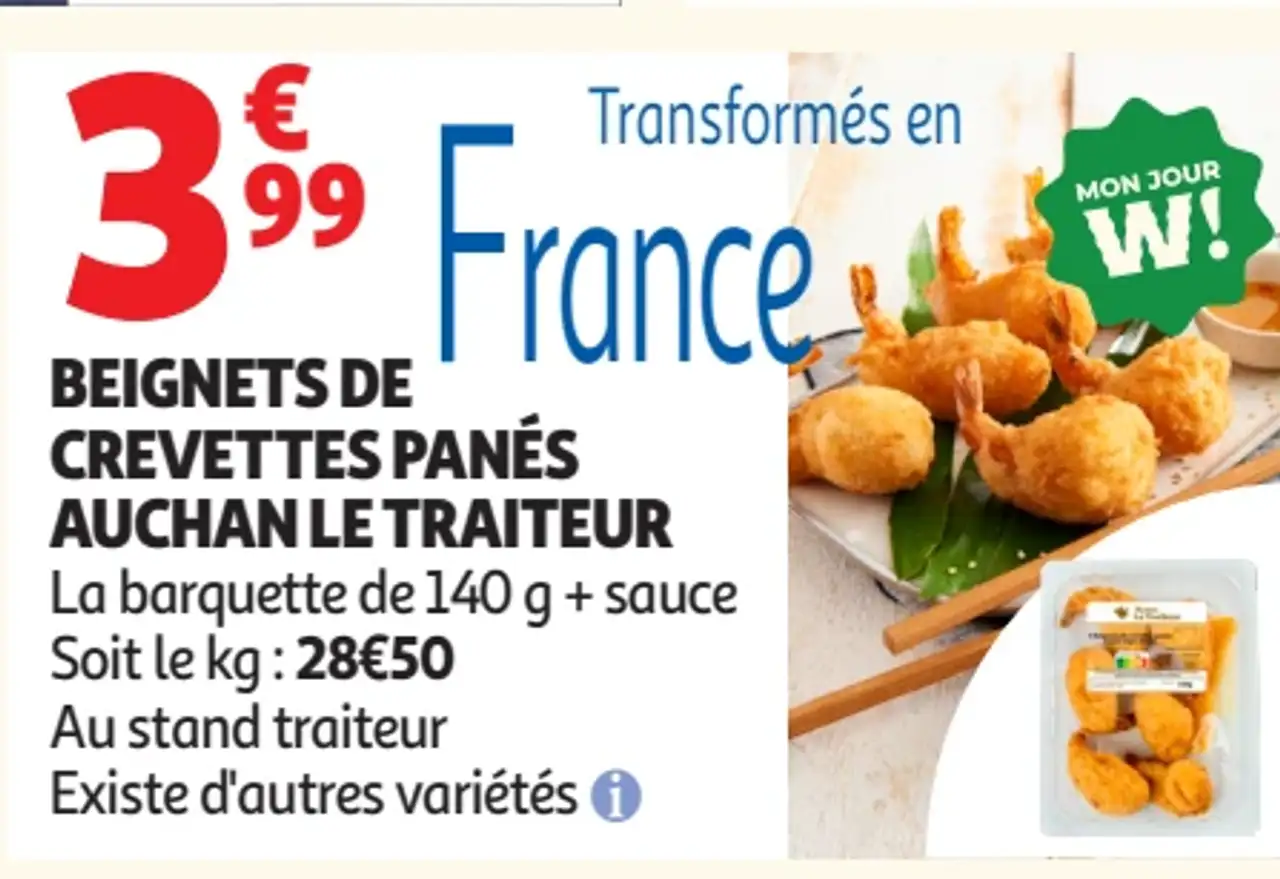 Beignets de crevettes panés Auchan Le Traiteur