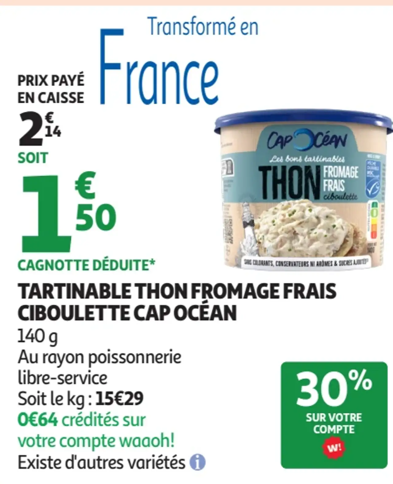 Tartinable Thon Fromage Frais Ciboulette Cap Océan