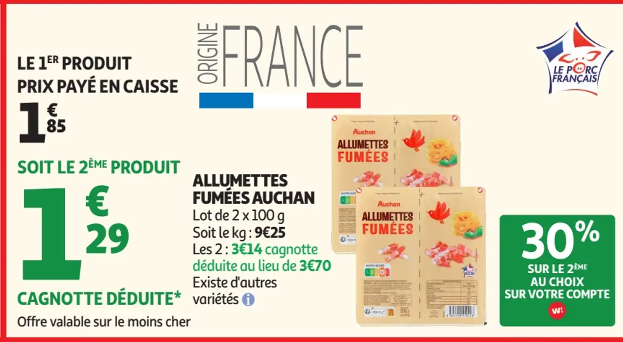 Allumettes fumées AUCHAN