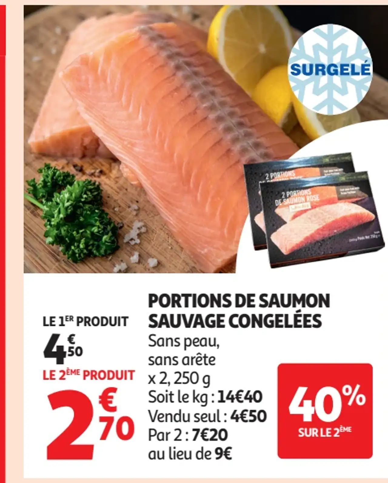 Portions de saumon sauvage congelées