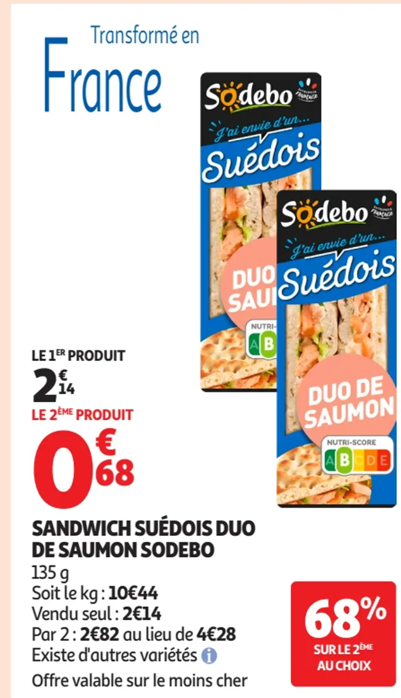 Sandwich suédois duo de saumon Sodebo