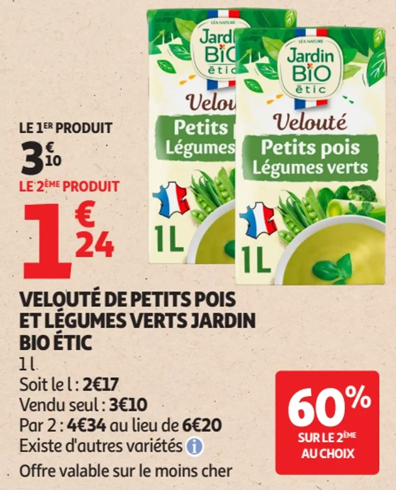 Velouté de petits pois et légumes verts Jardin BiO étic