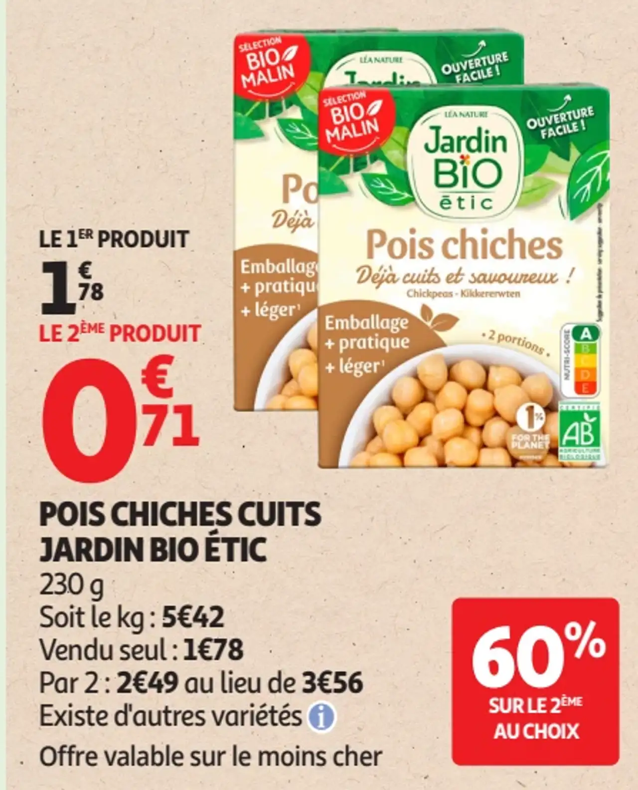 Pois chiches cuits Jardin BiO étic