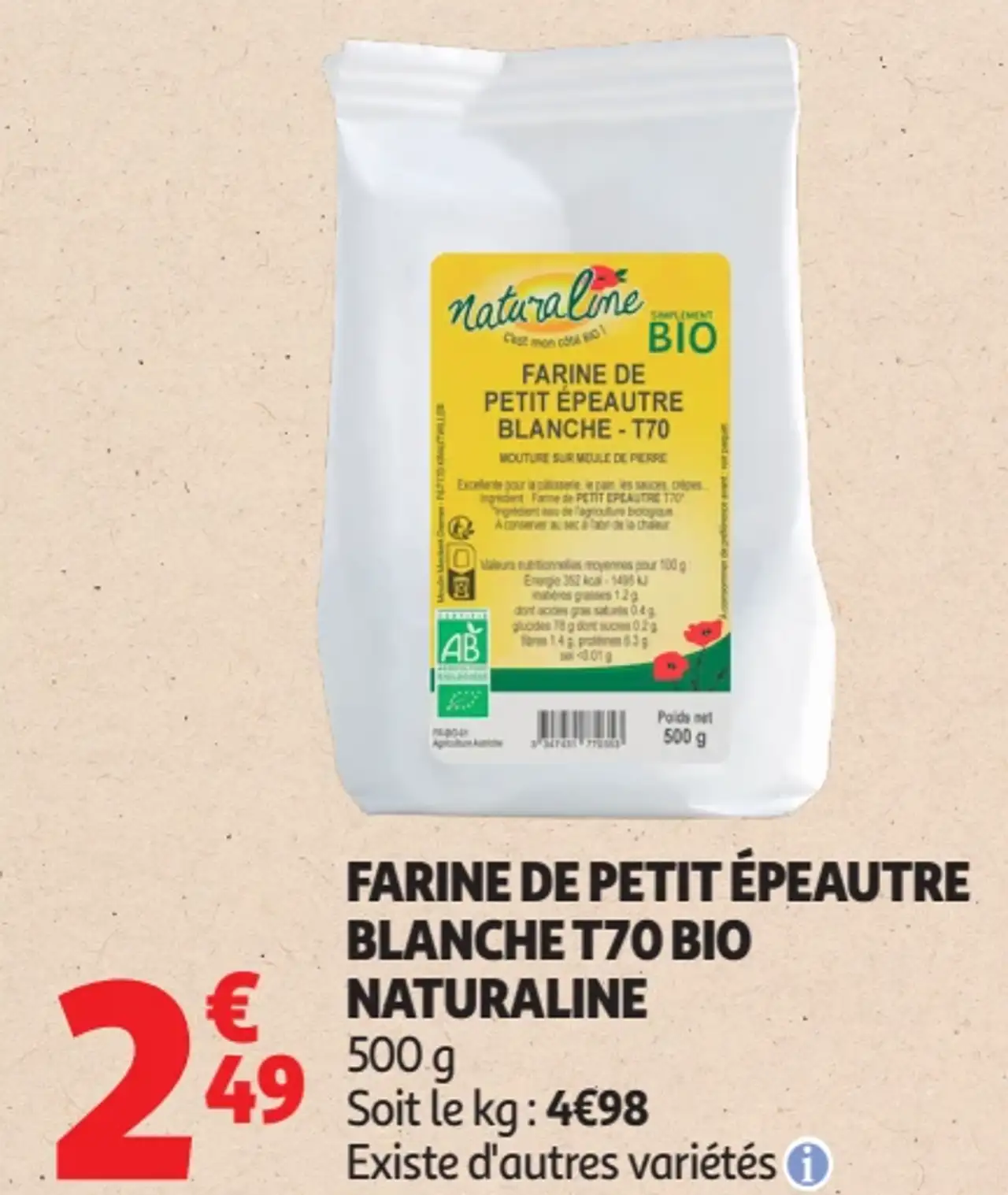 FARINE DE PETIT ÉPEAUTRE BLANCHE T70 BIO NATURALINE