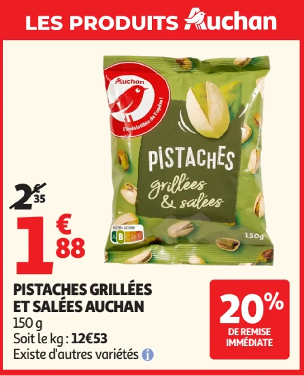 Pistaches Grillées et Salées Auchan