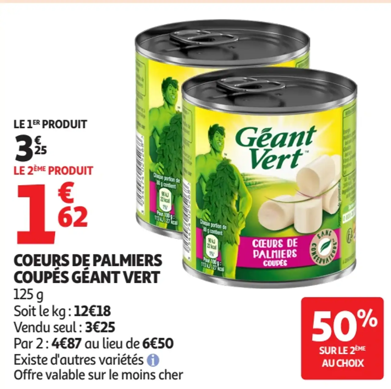 Coeurs de Palmiers Coupés Géant Vert