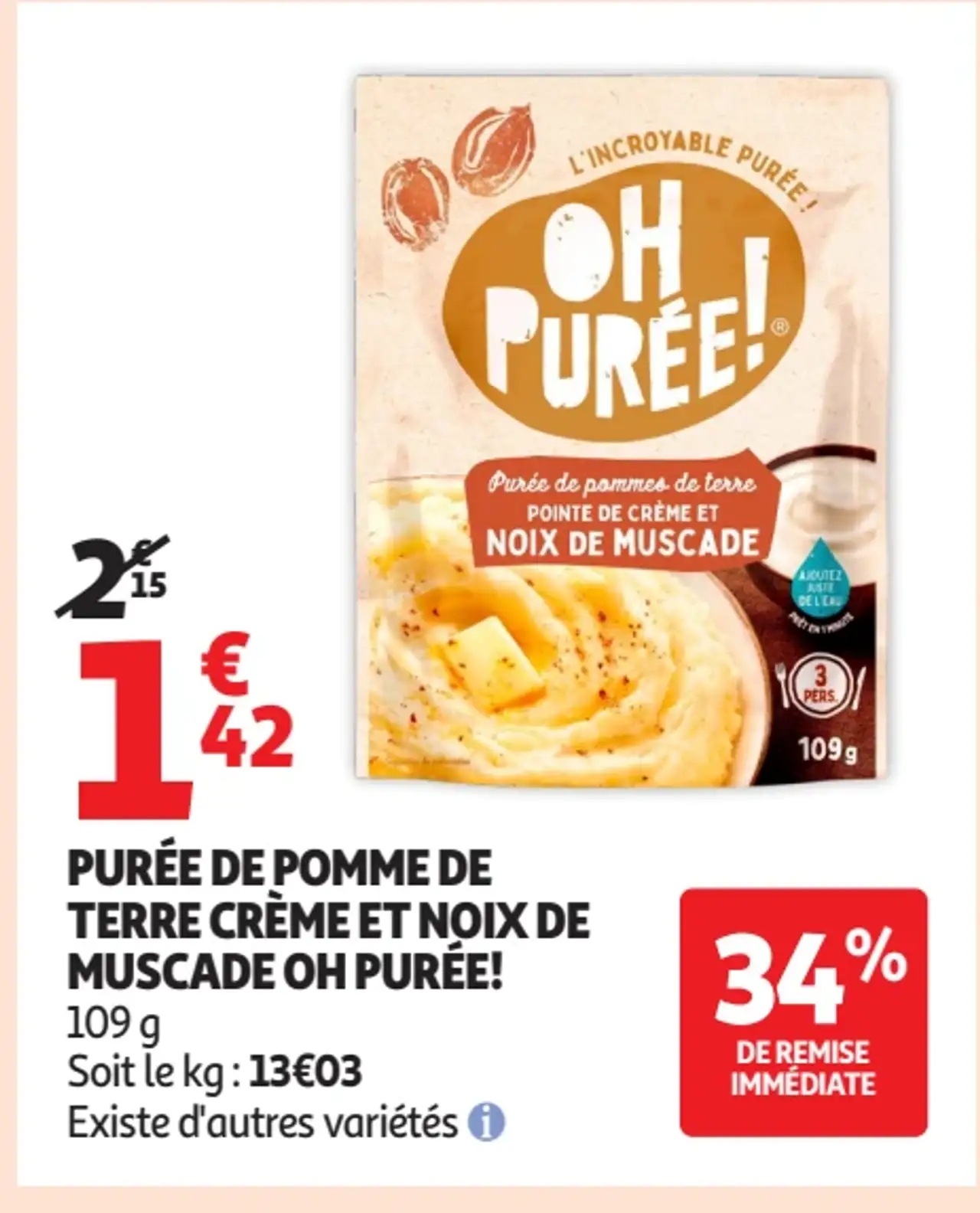 Purée de Pomme de Terre Crème et Noix de Muscade Oh Purée!