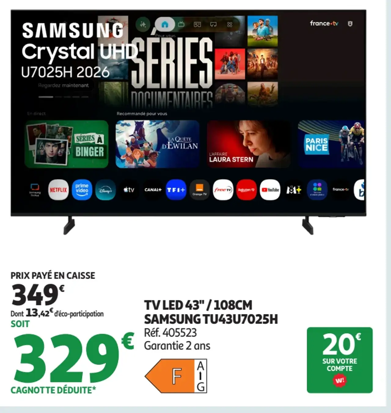 TV LED 43" / 108CM SAMSUNG TU43U7025H