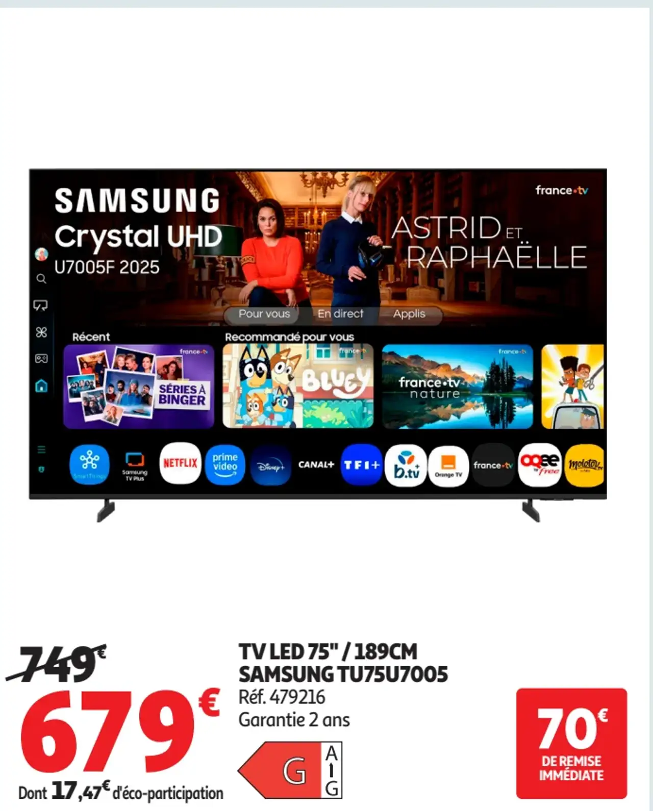 TV LED 75" / 189CM SAMSUNG TU75U7005