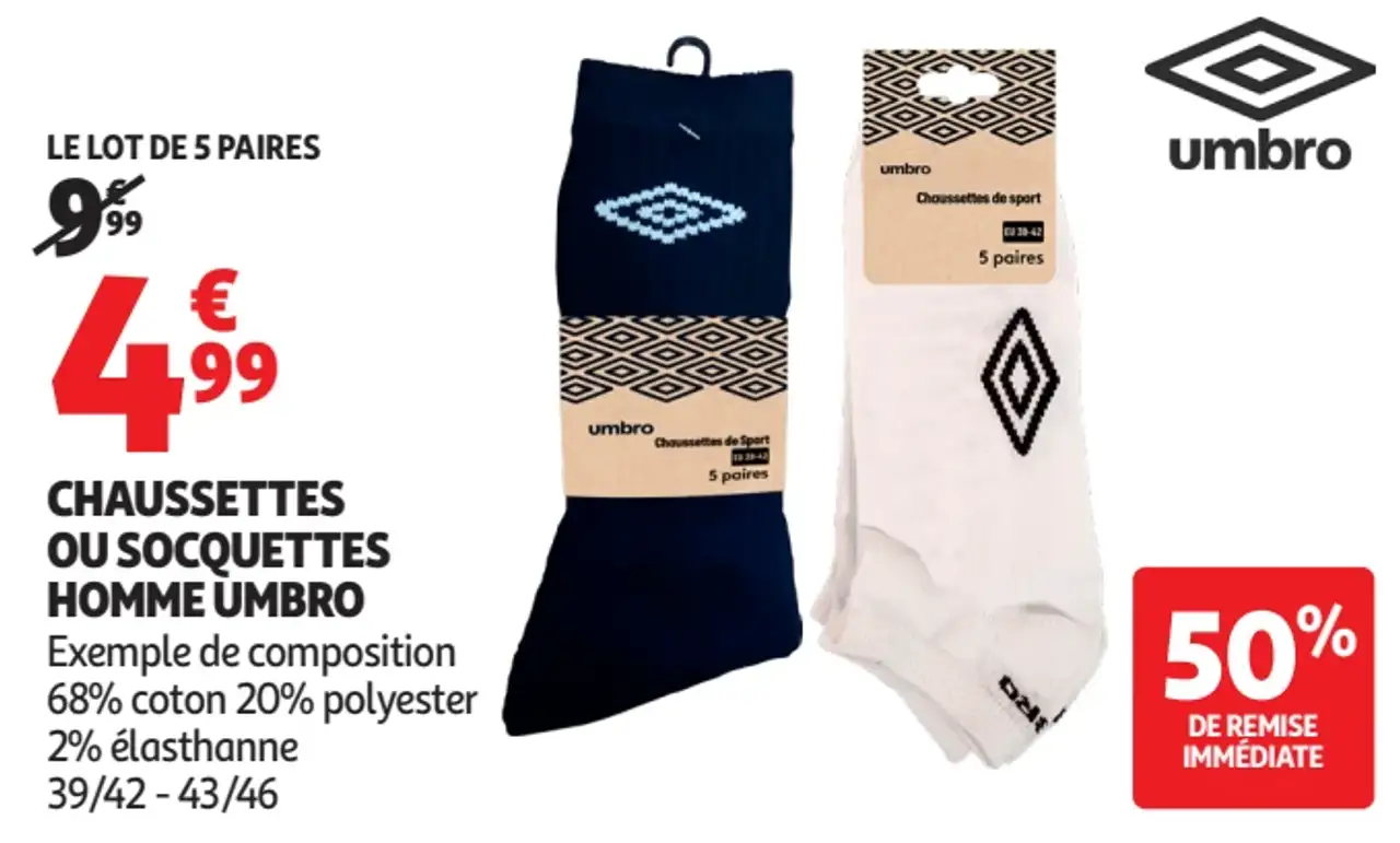 Chaussettes ou socquettes homme Umbro