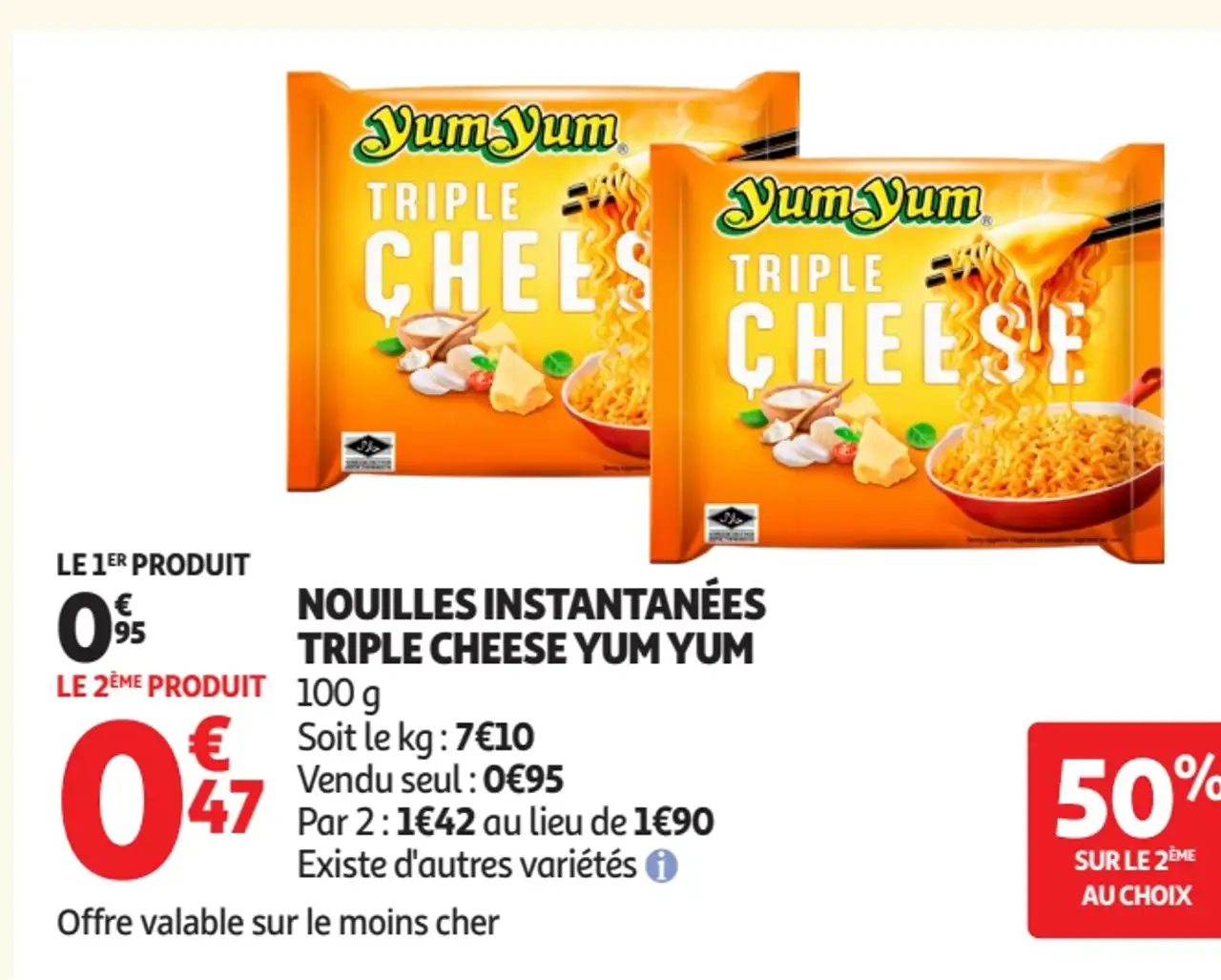 Nouilles instantanées Triple Cheese Yum Yum