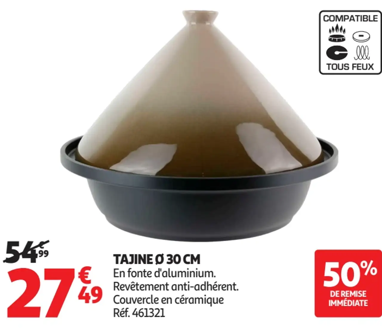 Tajine Ø 30 cm en fonte d'aluminium