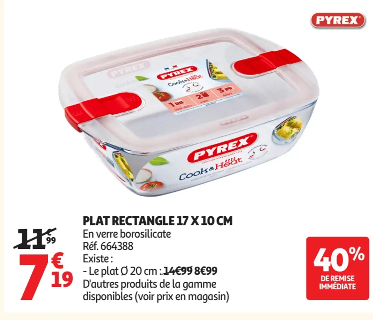 Plat rectangle 17 x 10 cm Pyrex Cook & Heat