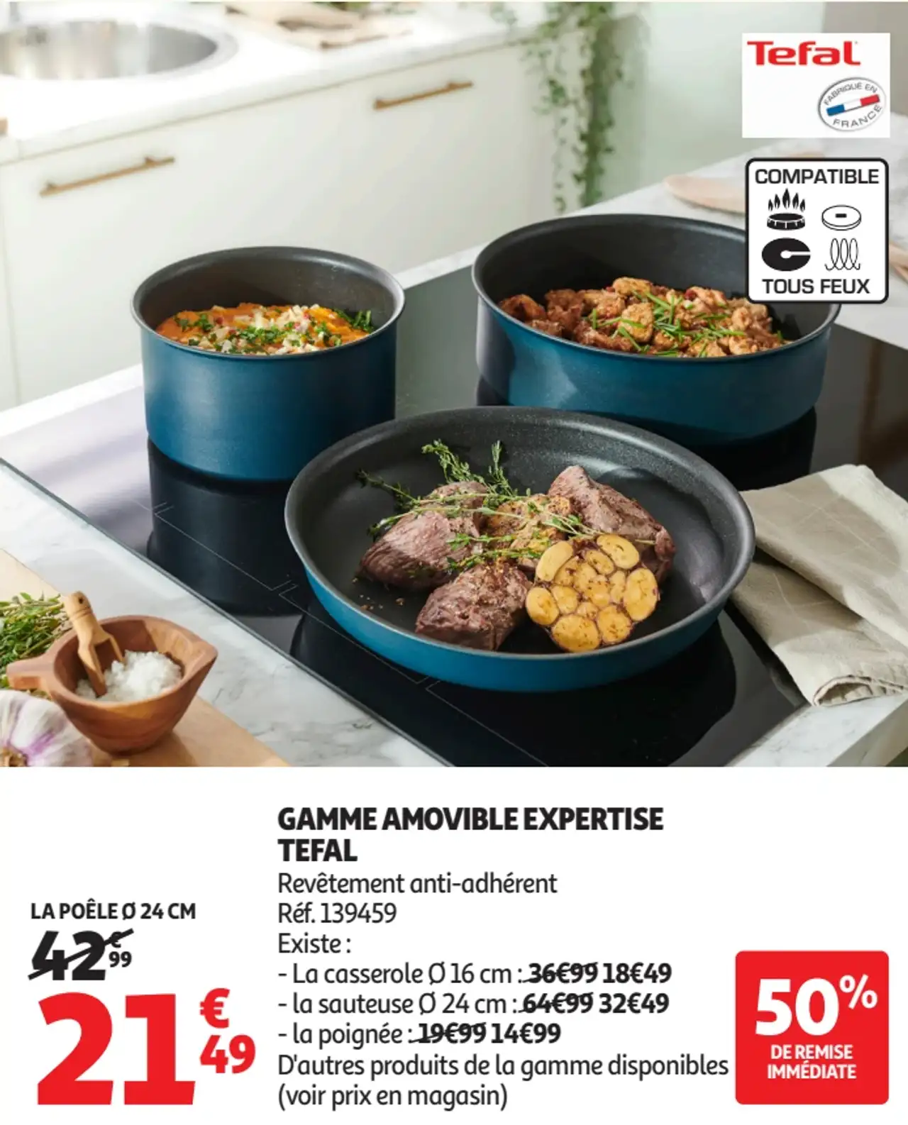 La poêle Ø 24 cm Tefal Gamme Amovible Expertise