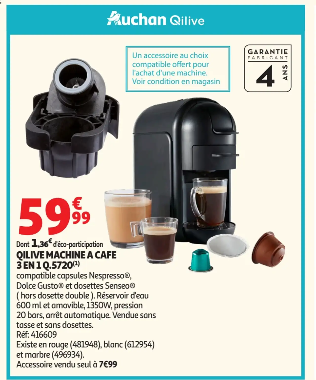 Qilive Machine à café 3 en 1 Q.5720