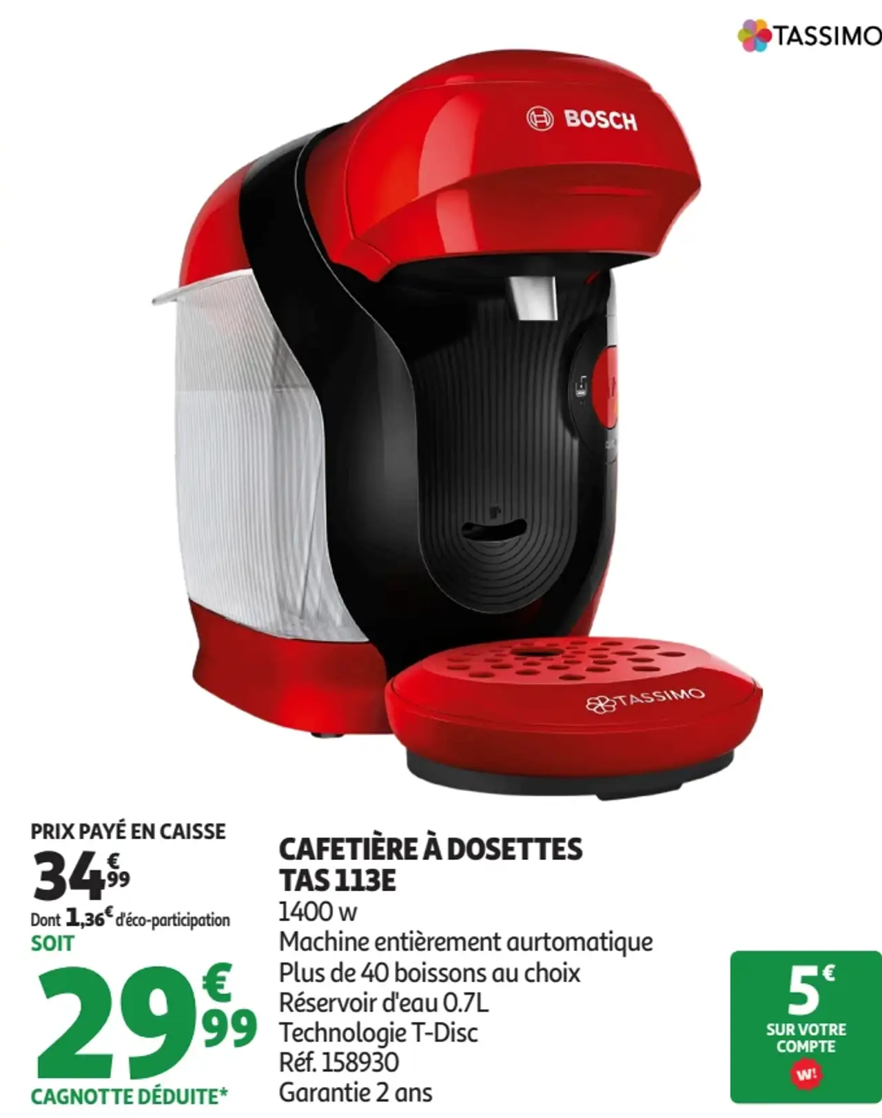 Cafetière à dosettes Bosch Tassimo TAS 113E