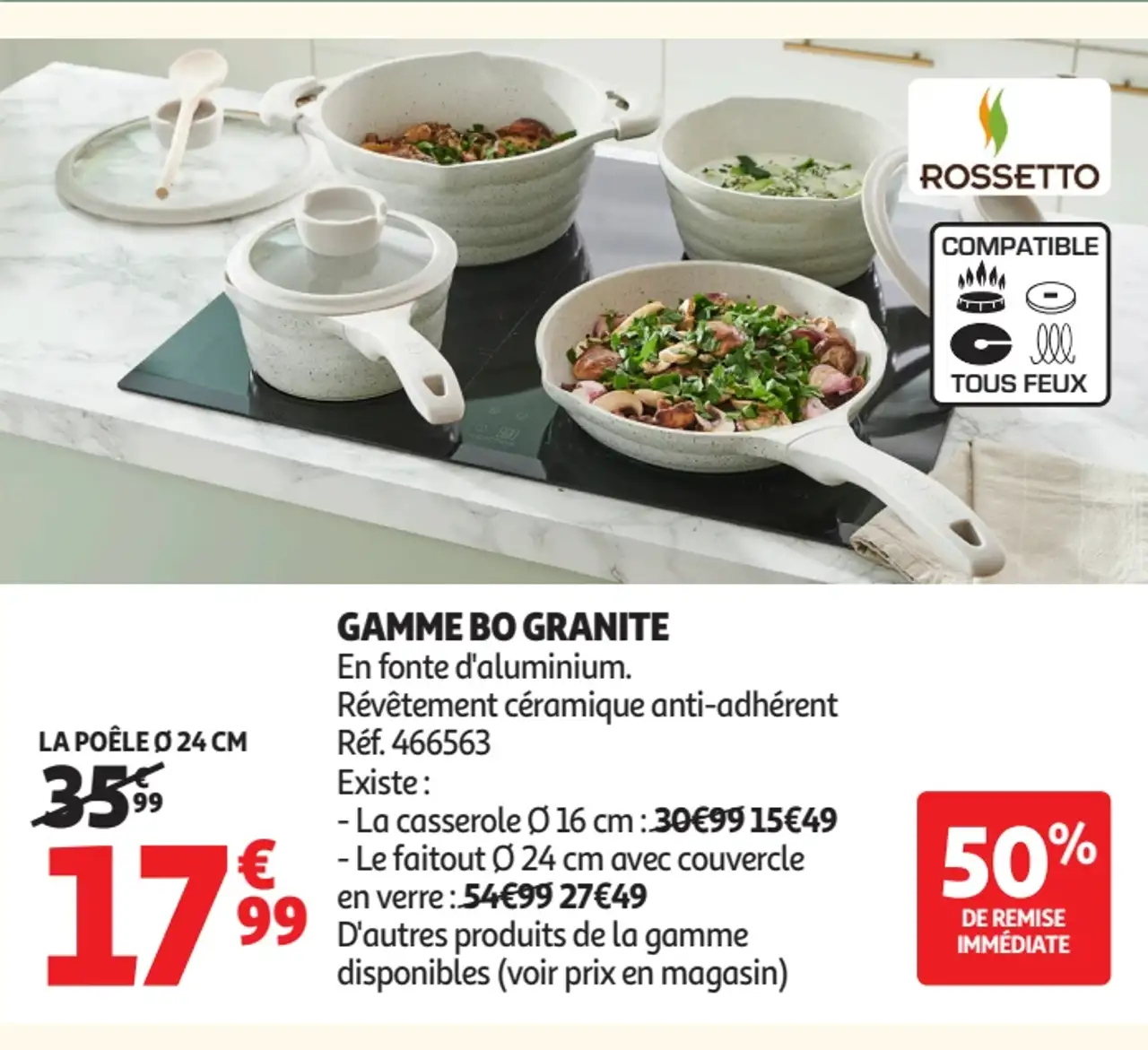 La poêle Ø 24 cm Gamme Bo Granite Rossetto