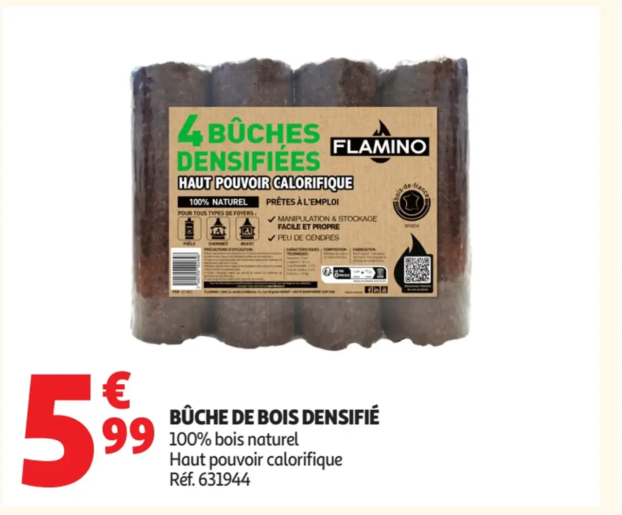 FLAMINO Bûche de bois densifié