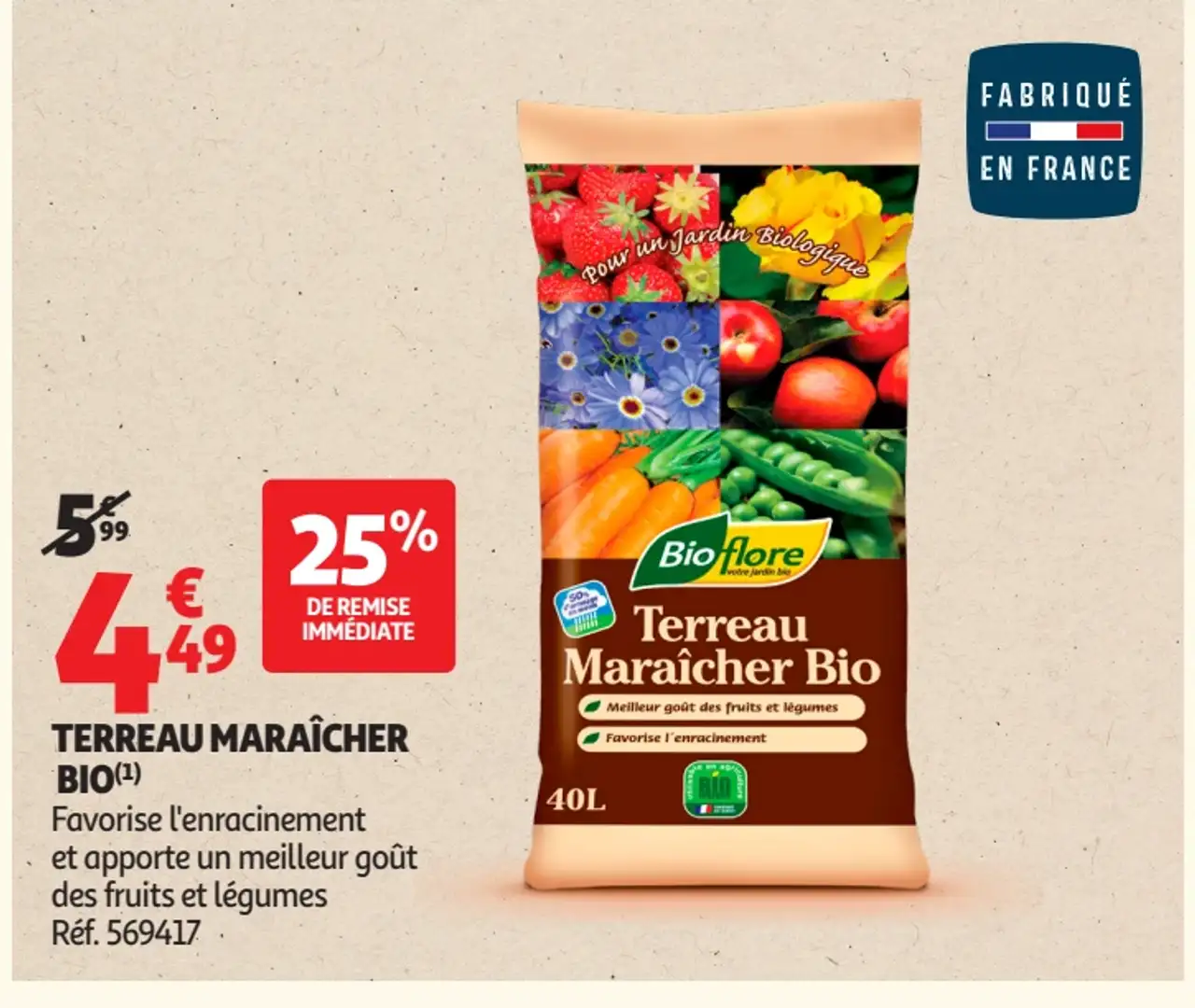 Terreau Maraîcher Bio Bio Flore 40L