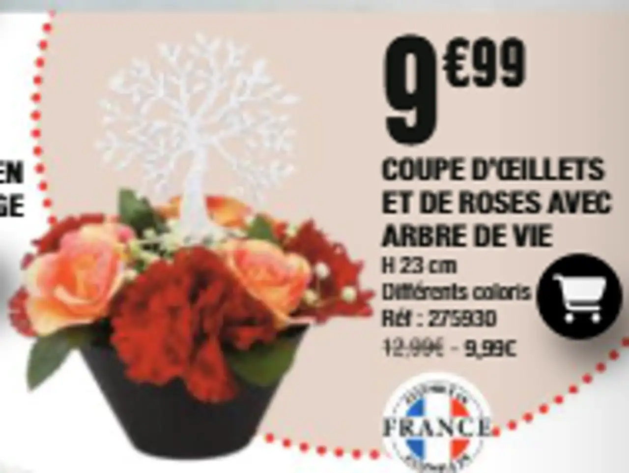 Coupe d'oeillets et de roses avec arbre de vie