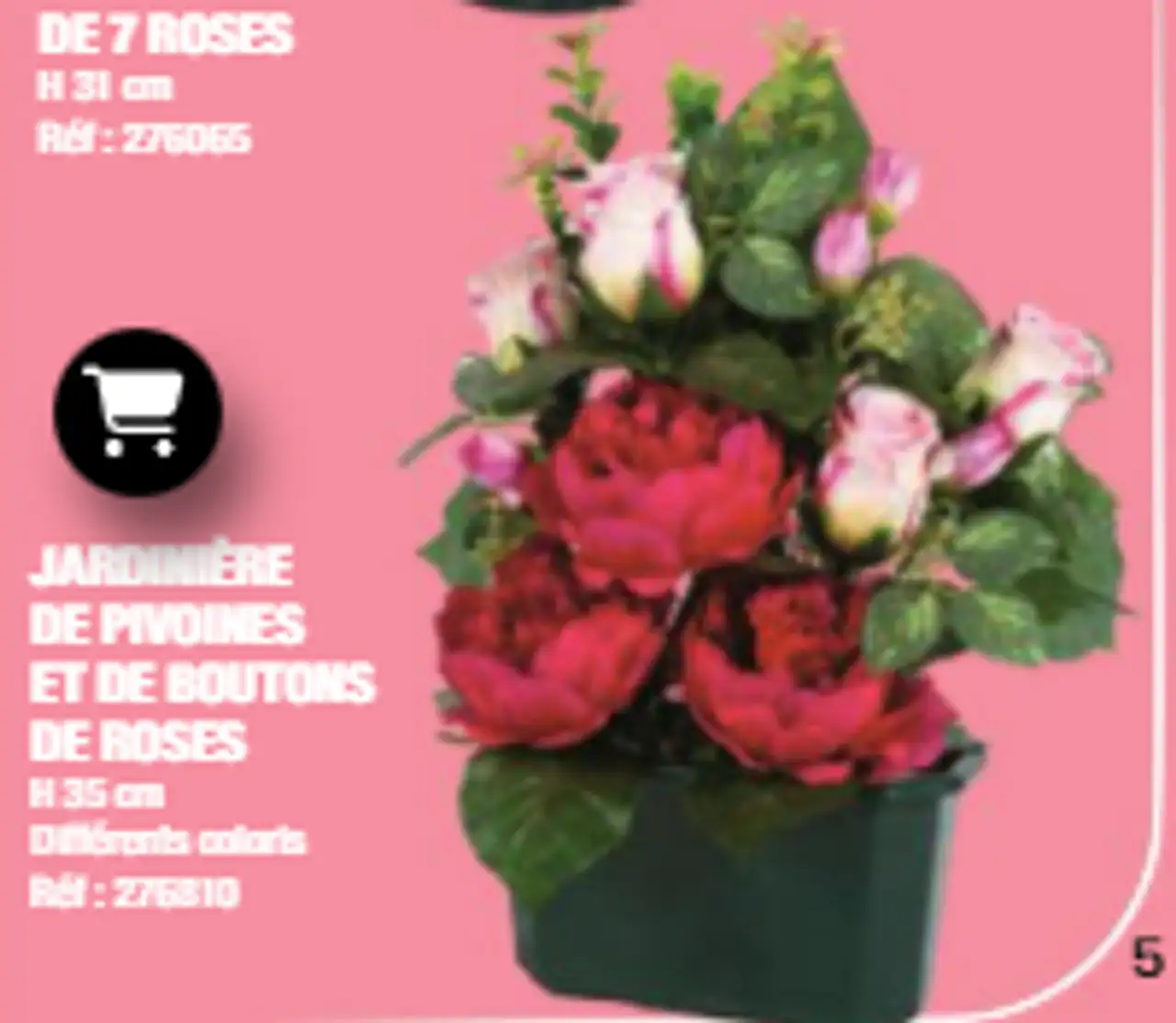 Jardinière de pivoines et de boutons de roses
